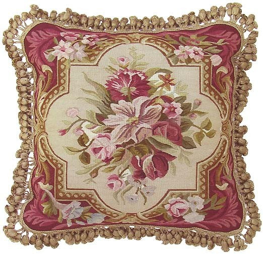 Formal Pinks - 18" x 18" Aubusson pillow