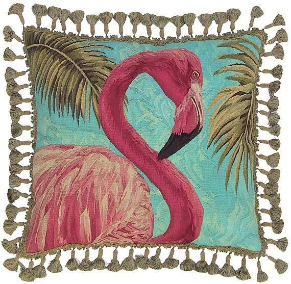 Pink Flamingo - 16 x 24" Aubusson pillow