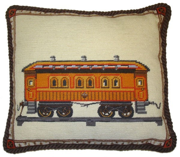 Train - 16 x 18" needlepoint pillow