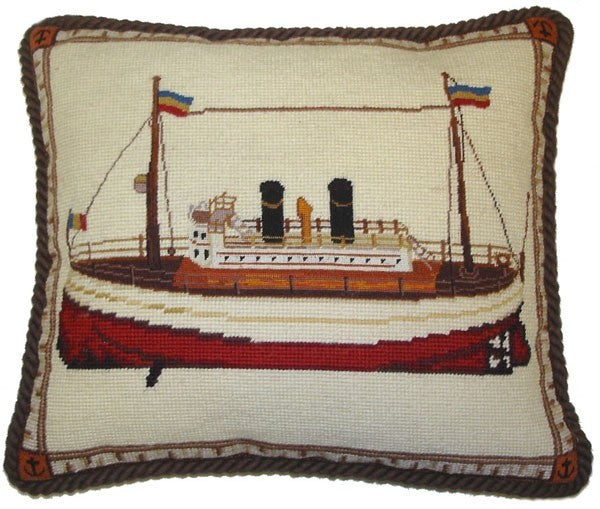 Boat - 16 x 18" needlepoint pillow