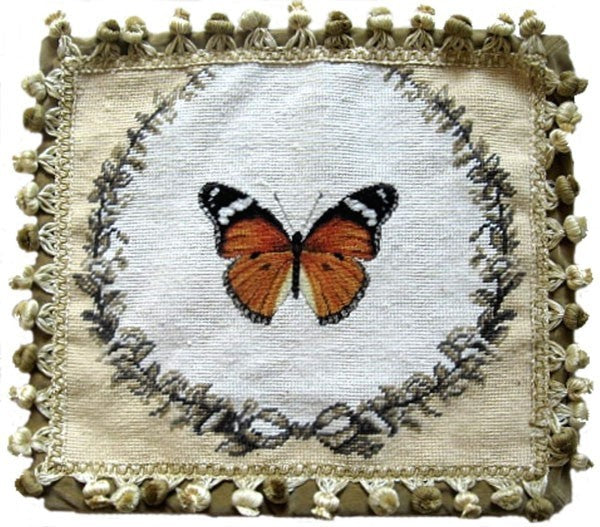 Orange Butterfly - 14 x 16" needlepoint pillow