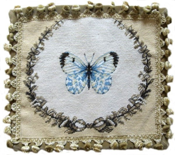 Blue Butterfly - 14 x 16" needlepoint pillow