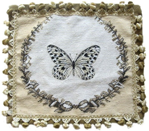 Black Spot Butterfly - 14 x 16" needlepoint pillow