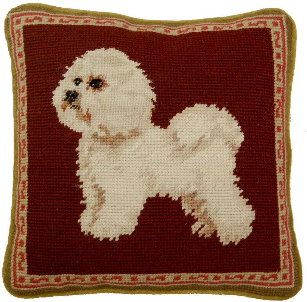 Bichon Doggie- Needlepoint Pillow 10x10