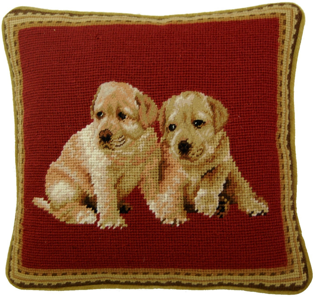 Two Pups - Needlepoint Pillow 11x12