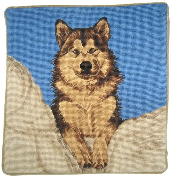 Husky - 15" x 15" needlepoint pillow