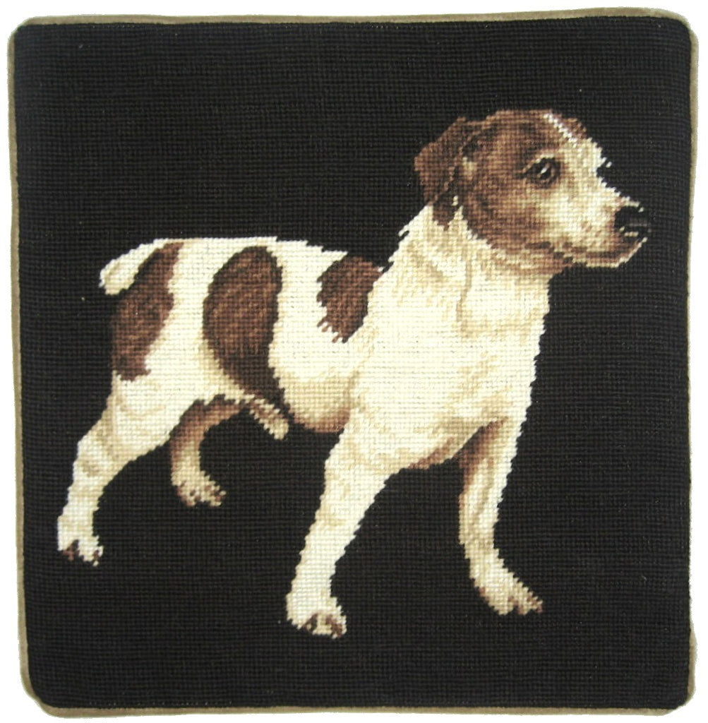 Dog on Black - Needlepoint Pillow 15x15