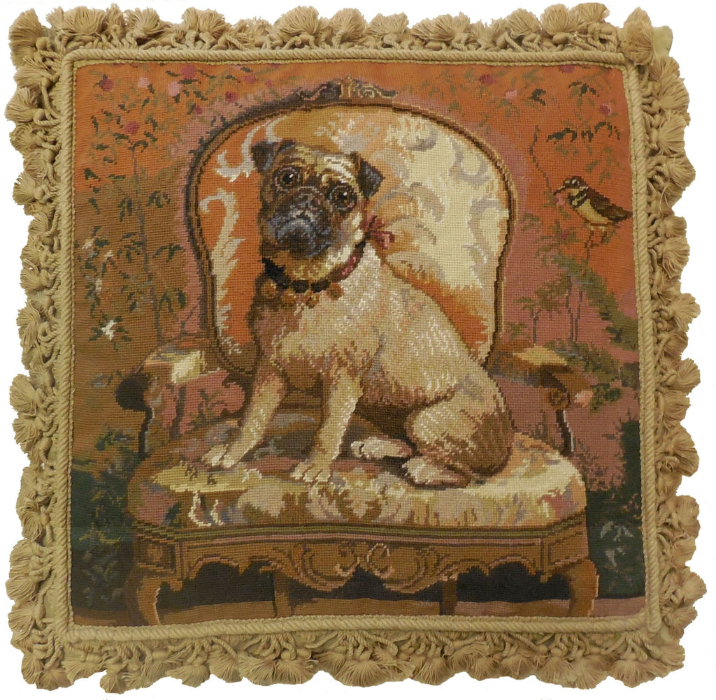 Dog on Chair II - Needlepoint Pillow 20x20