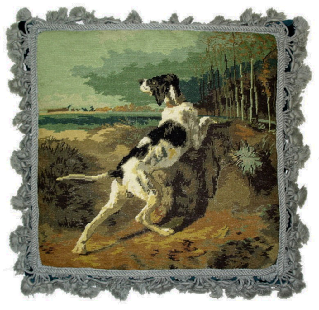 Dog on the Trail - 16 x 16" needlepoint pillow
