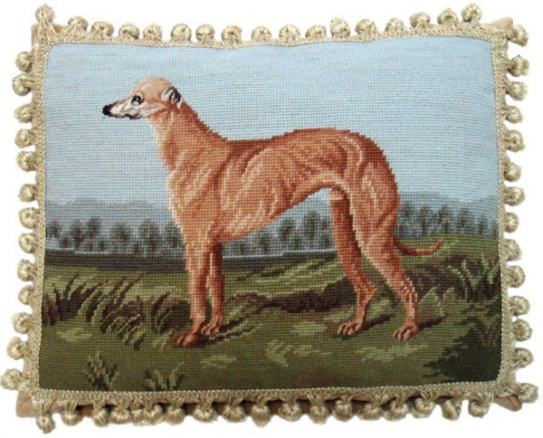 Greyhound - 14 x 18" needlepoint pillow
