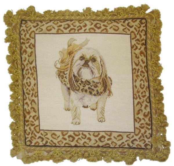 Dressed Up Pooch - 18" x 18" needlepoint pillow