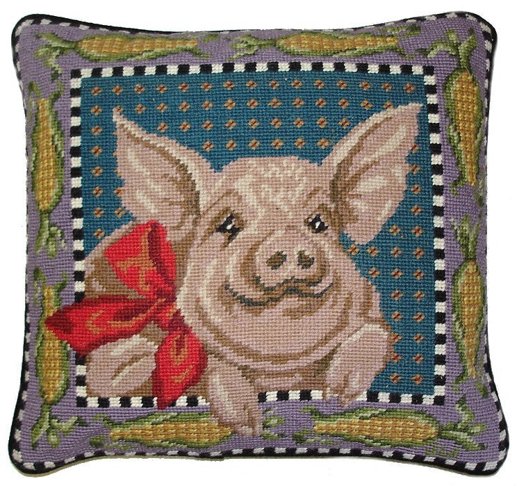 Fancy Pig - Needlepoint Pillow 14x14