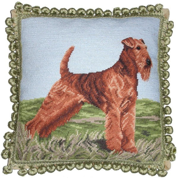 Airdale - 17" x 17" needlepoint pillow