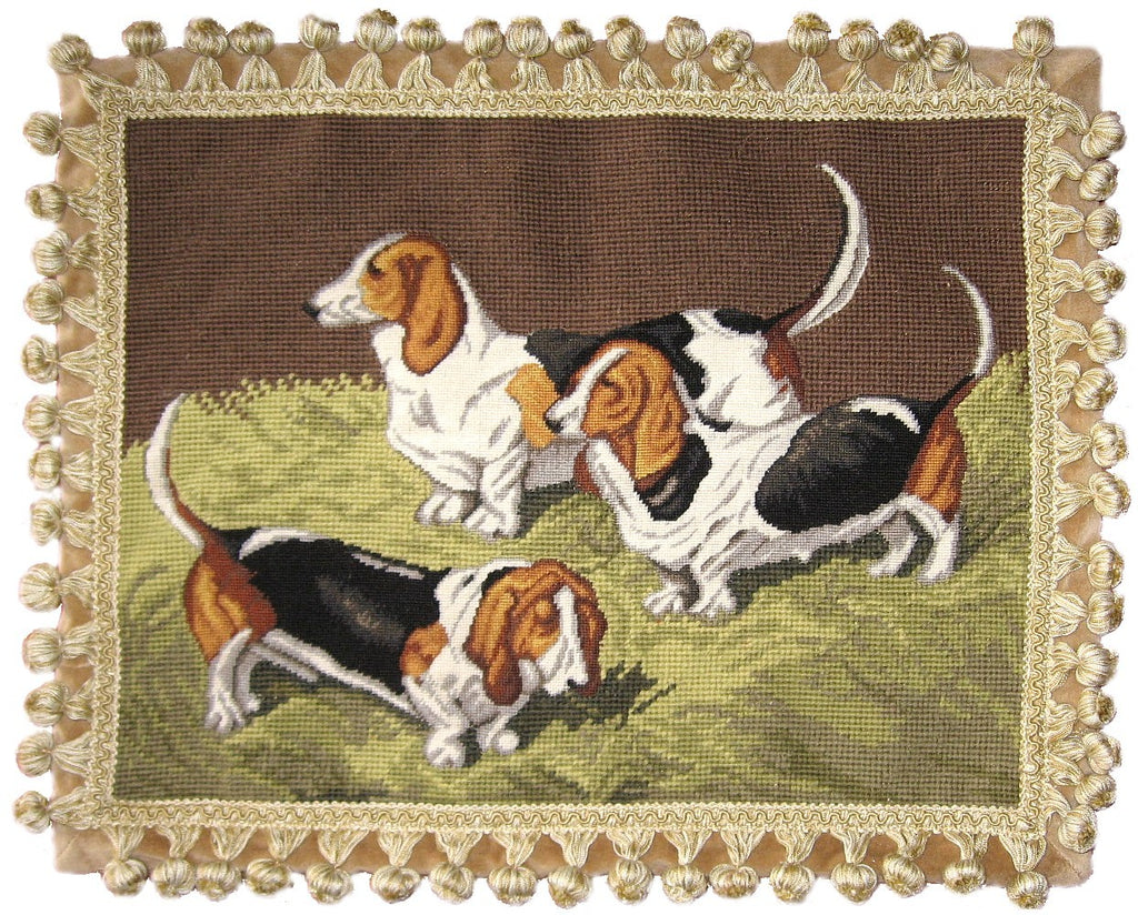 Three Pups - Needlepoint Pillow 14x18