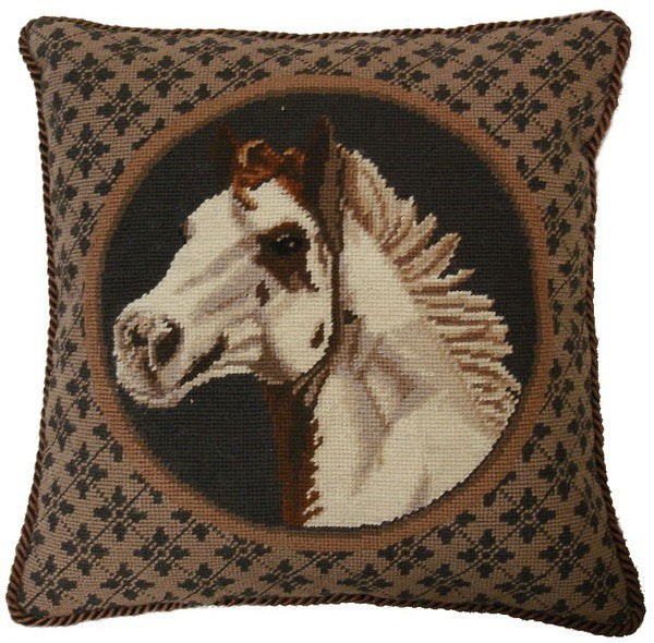 Potrait of a Horse - 16 x 16" needlepoint pillow