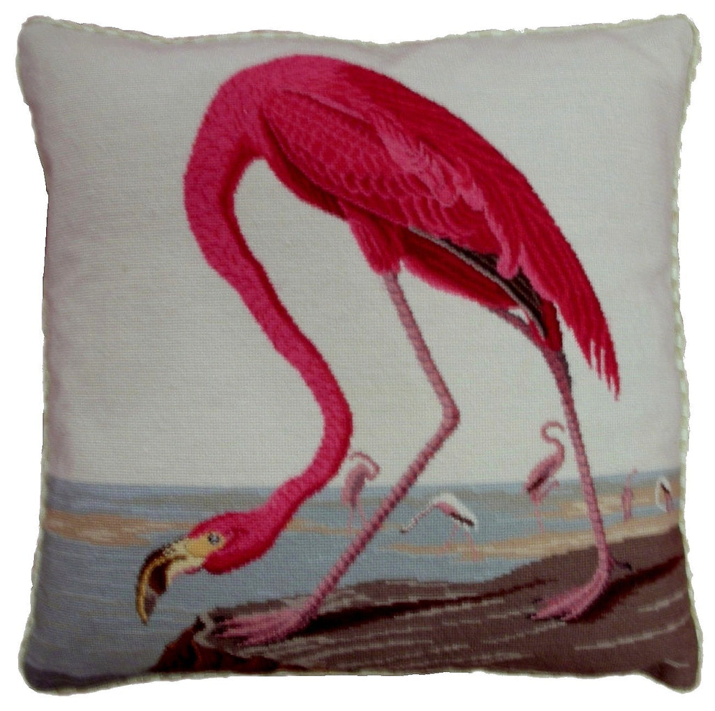 Pink Flamingo - 19x 19" needlepoint pillow