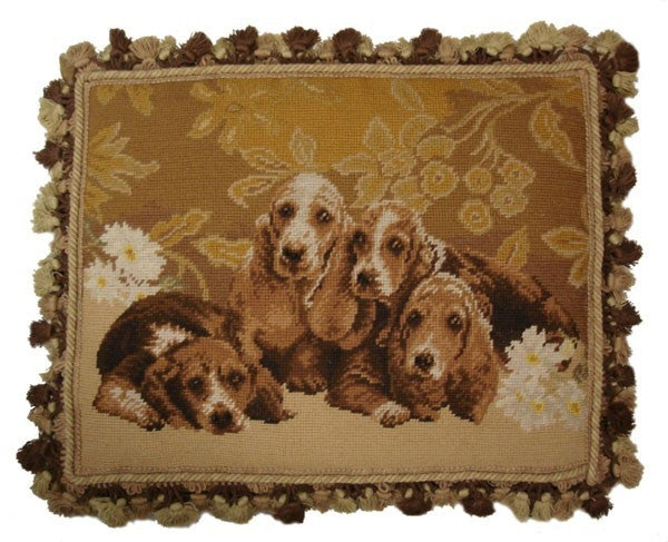 Four Dogs - 16 x 20" needlepoint pillow