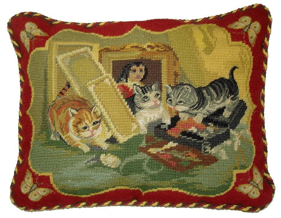 Three Kittens - 14 x 18" needlepoint pillow