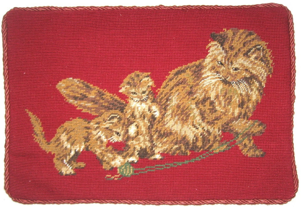 Three Cats - 13" x 19" needlepoint pillow