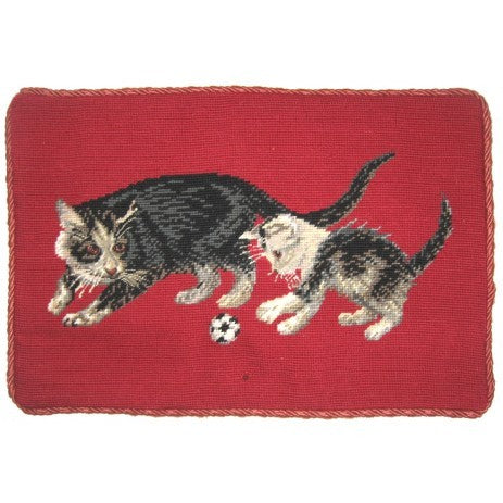 Two Cats - 13" x 19" needlepoint pillow