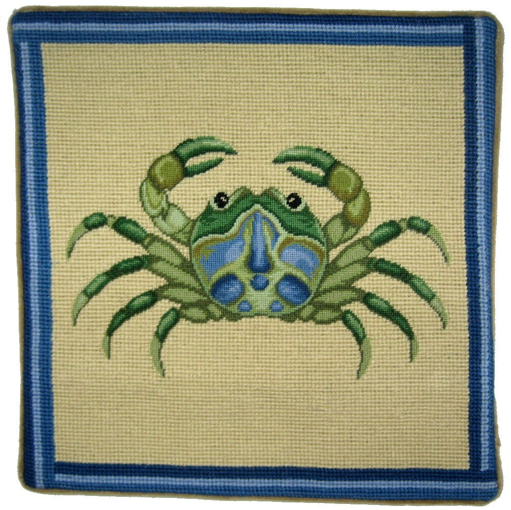 Blue Crab - Needlepoint Pillow 13x13