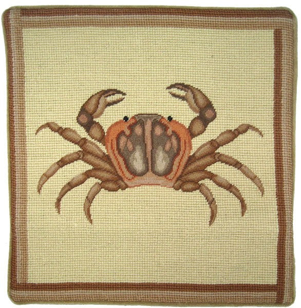 Brown Crab - 13" x 13" needlepoint pillow