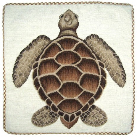 Brown Turtle - 21 x 21" needlepoint pillow