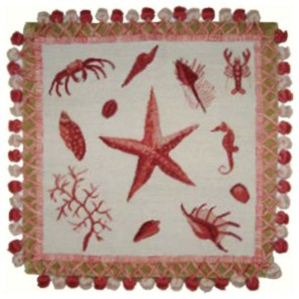 Pink Starfish - 16 x 16" needlepoint pillow