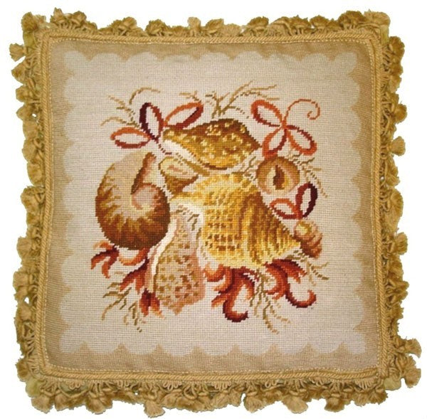 Shells in Pink - 18" x 18" needlepoint pillow