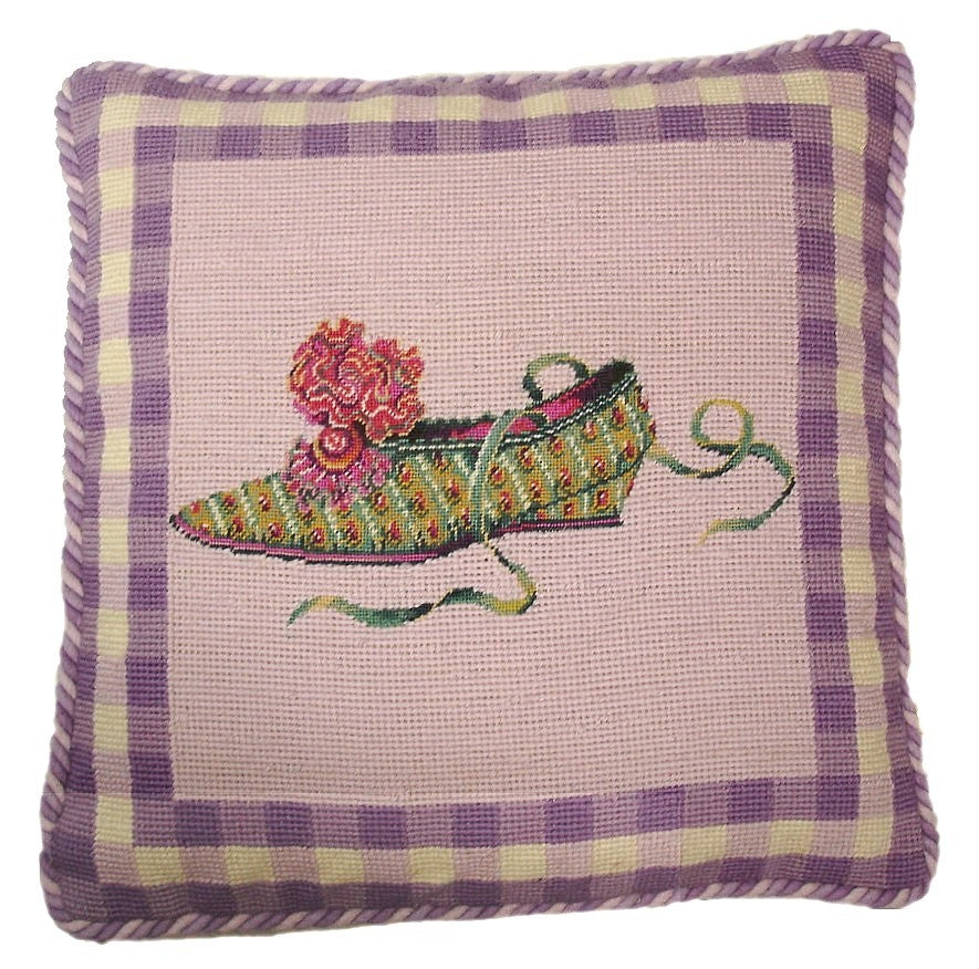 Shoe & Lavender - Needlepoint Pillow 14x14