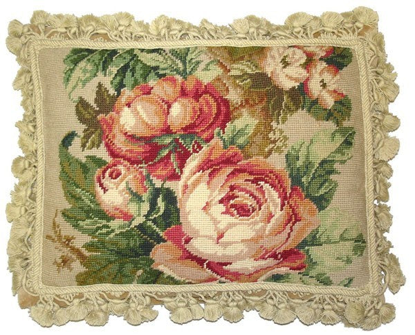 Flowers and Buds - 14 x 18" needlepoint pillow