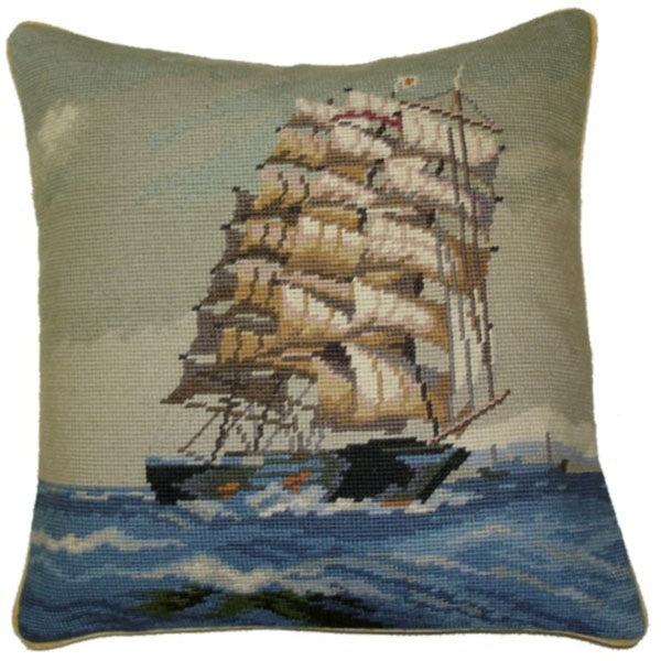 Mighty Clipper  - 16 by 16" needlepoint pillow