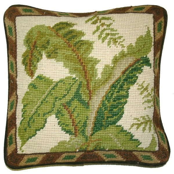 Study in Green - 10x 10" needlepoint pillow