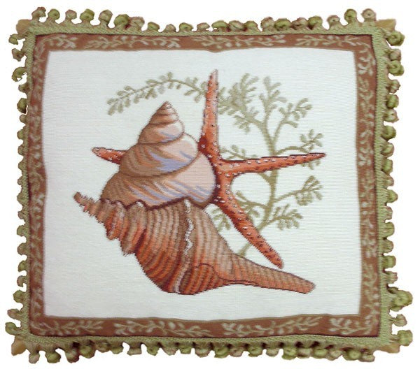 Shells on Starfish - 18" x 20" needlepoint pillow