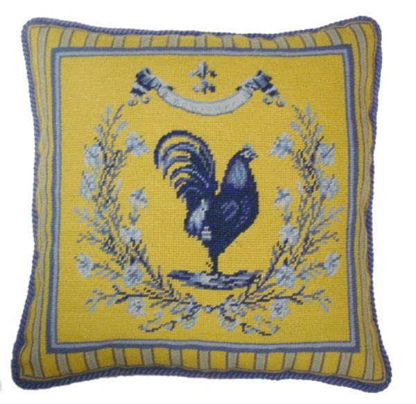 Framed Rooster - 19 x 19" needlepoint pillow