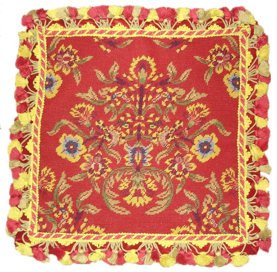 Red and Yellows - 23" x 23" needlepoint pillow