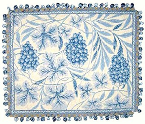 Grapes on Blue - 20" x 24" needlepoint pillow