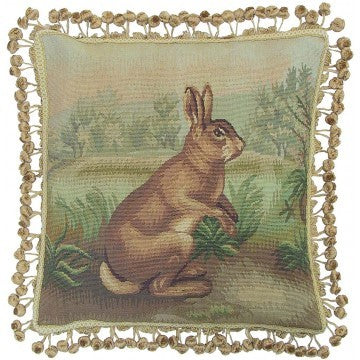 Rabbit Standing - 20" x 20" Aubusson pillow