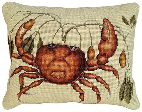 Crab 16 x20 needlepoint pillow