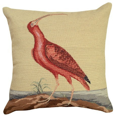 Red Curlew 18" x 18 Petit Point Pillow