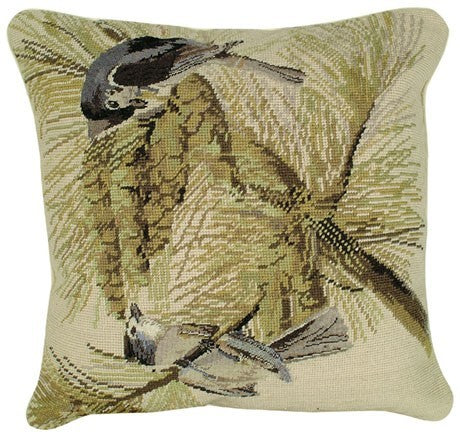 Tufted Titmouse 18" x 18 Mixed-Stitch Pillow