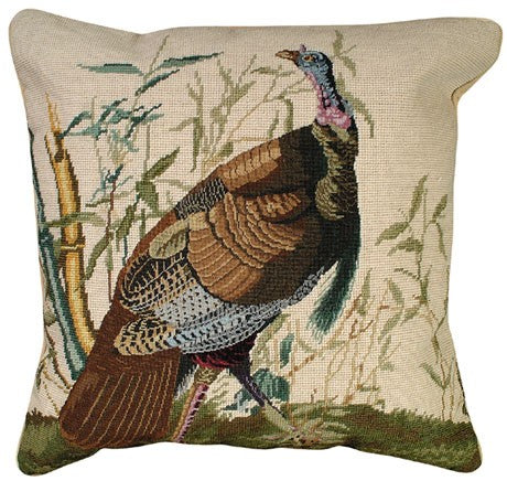 Wild Turkey 20" x 20" Mixed-Stitch Pillow