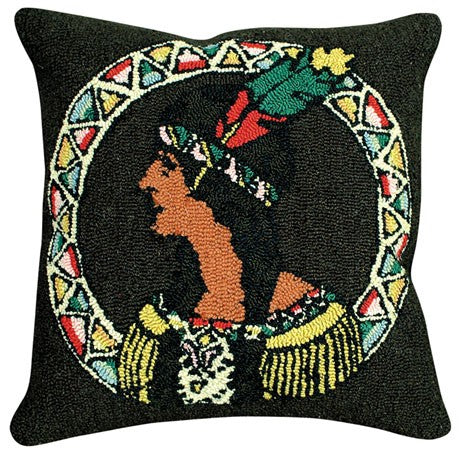 Indian Maiden 16 x16 hooked pillow
