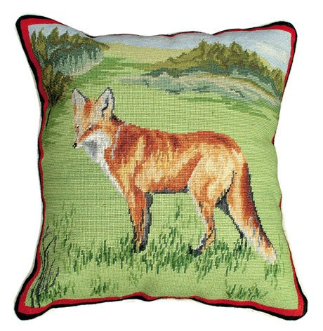 Standing Fox" 14" x 14" Petit Point Pillow