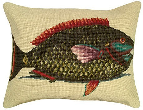 Parrot Fish 16 x 20 needlepoint pillow