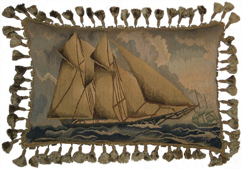 Sailing Ship - 16 x 24 - " Aubusson pillow