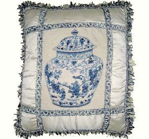 Blues and Silver - 17 by 18" needlepoint pillow