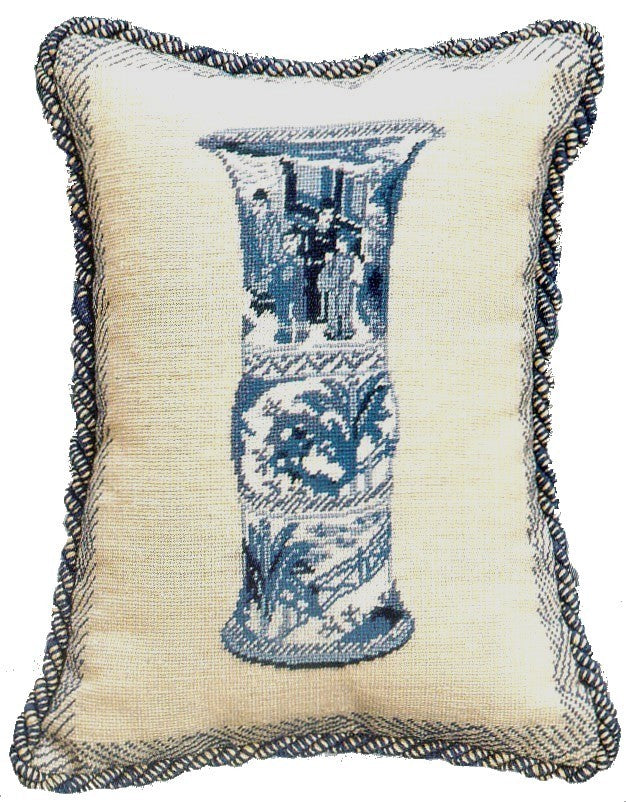 Vase in Blue - 12 by 16" needlepoint pillows