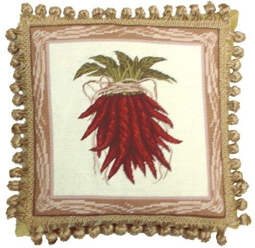 Bunch of Chillies - 14 x 14" needlepoint pillow