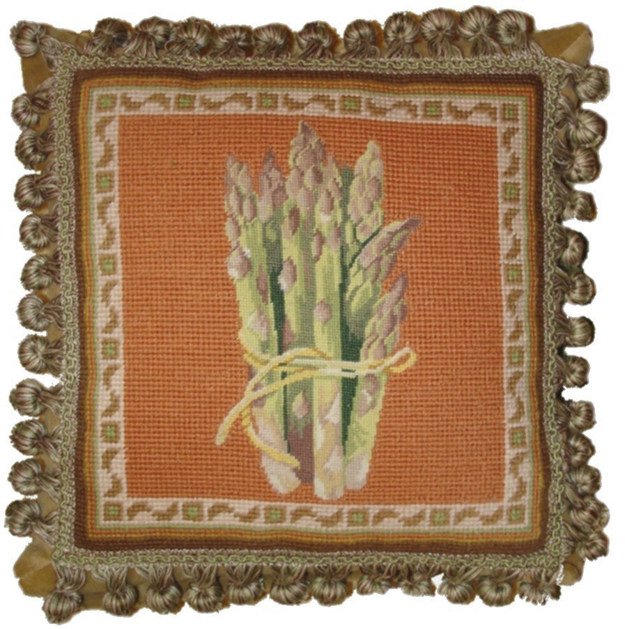 Asparagus - 12" x 12" needlepoint pillow